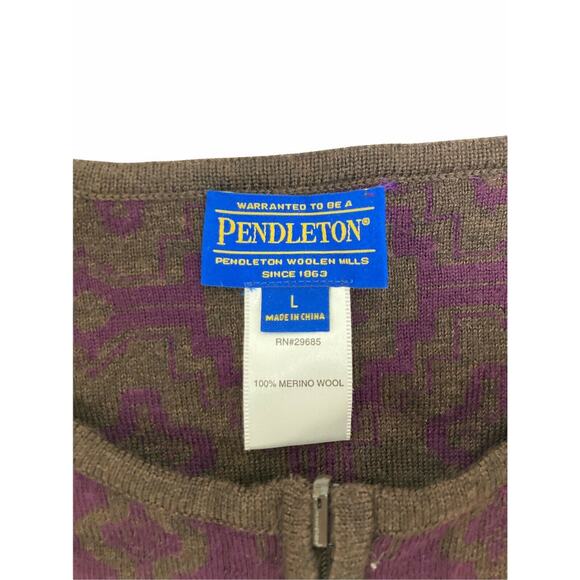 Pendleton 100% Merino Wool Full Zip Sweater Jacket Size L Large Vintage Purple - Picture 2 of 5